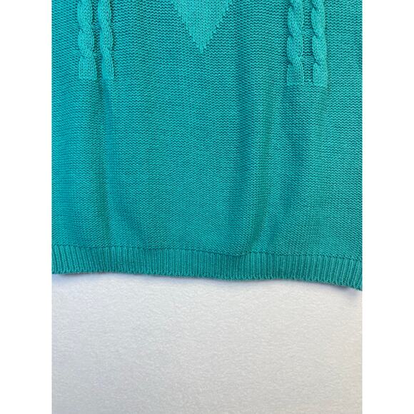 Vintage Native American 80s/90s Teal Cable Knit Sweater Vest Top Made In The USA - Picture 6 of 8